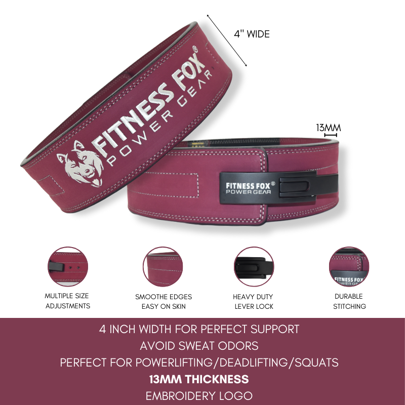 13MM Suede Leather Lever Belt ( BURGUNDY)
