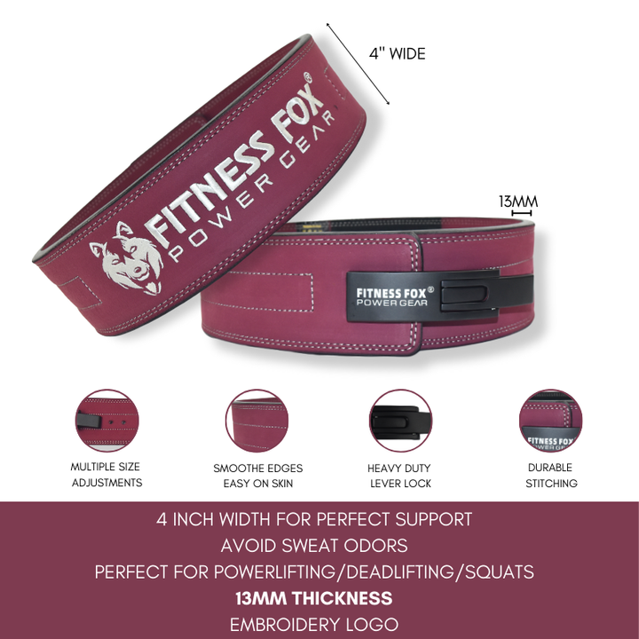13MM Suede Leather Lever Belt ( BURGUNDY)