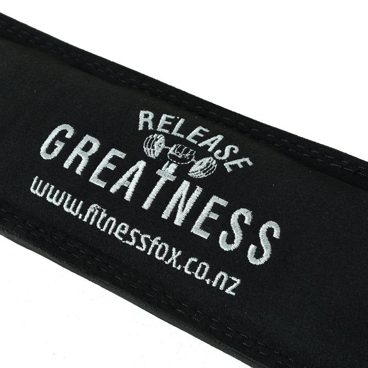 black steel double-roller prong and hole spacing on Fitness Fox maroon belt