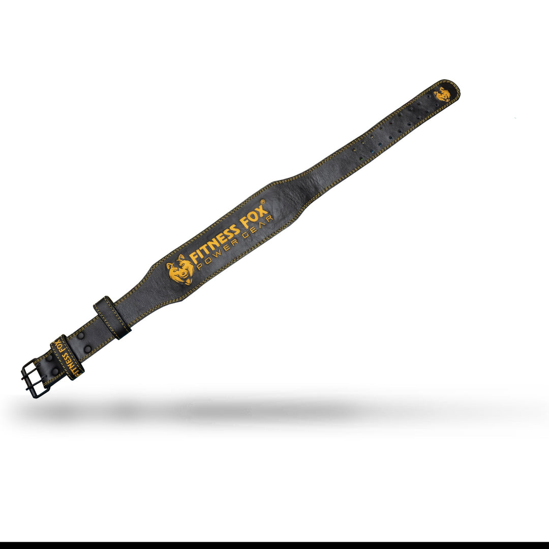 FITNESS FOX 4 Inch Black Leather Lifting Belt