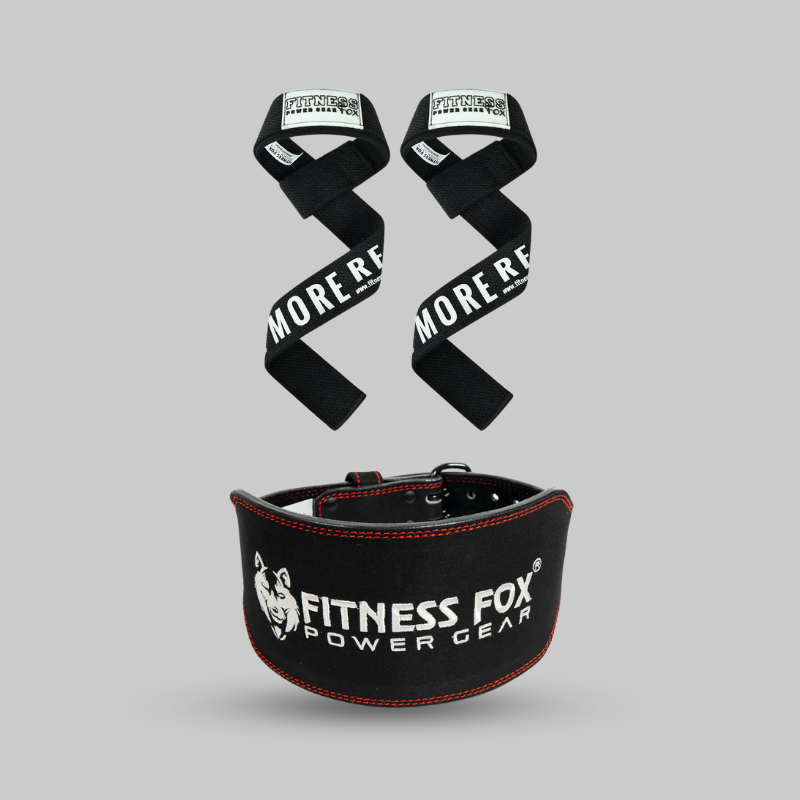 Black Leather belt + white/black lifting strap