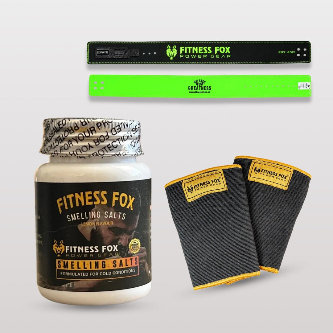 Smelling Salt + Lever Belt + Knee Sleeves Bundle