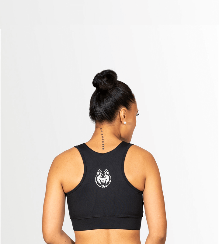 Black Hi Impact Crop with Front Zip