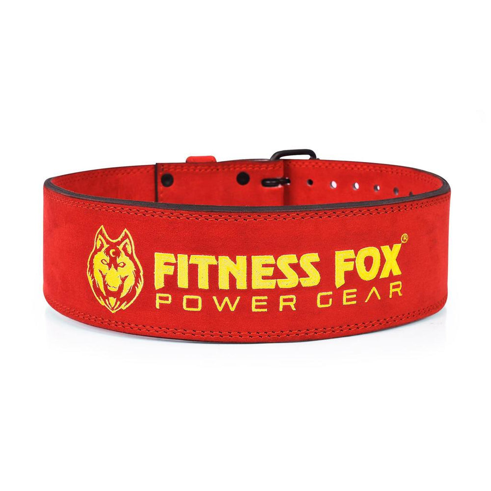 Durable 13mm double prong powerlifting belt by Fitness Fox for strength training
