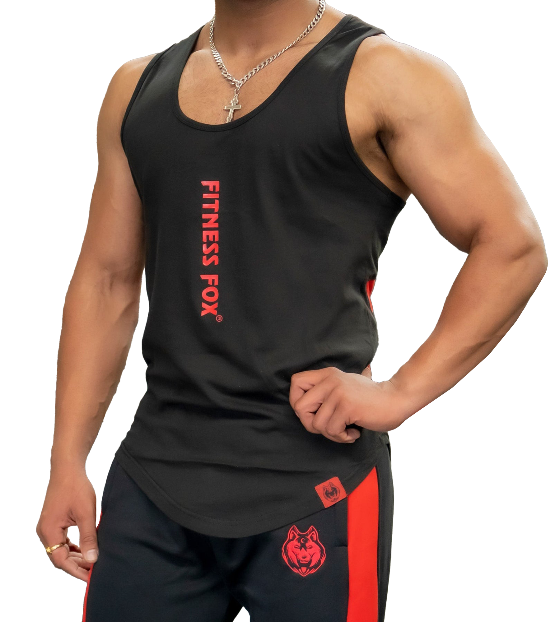 Fitnessfox Black-Red Gym Training Singlets