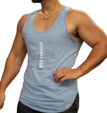 White-Indigo Gym Cotton Training Singlet