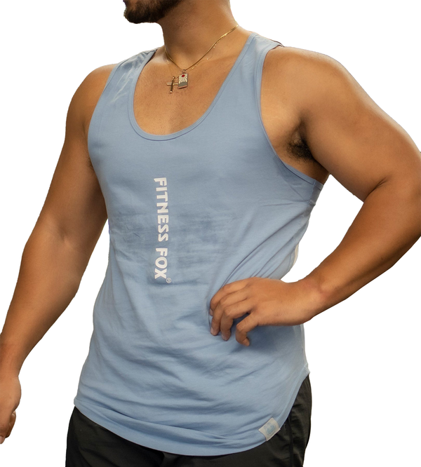 White-Indigo Gym Cotton Training Singlet