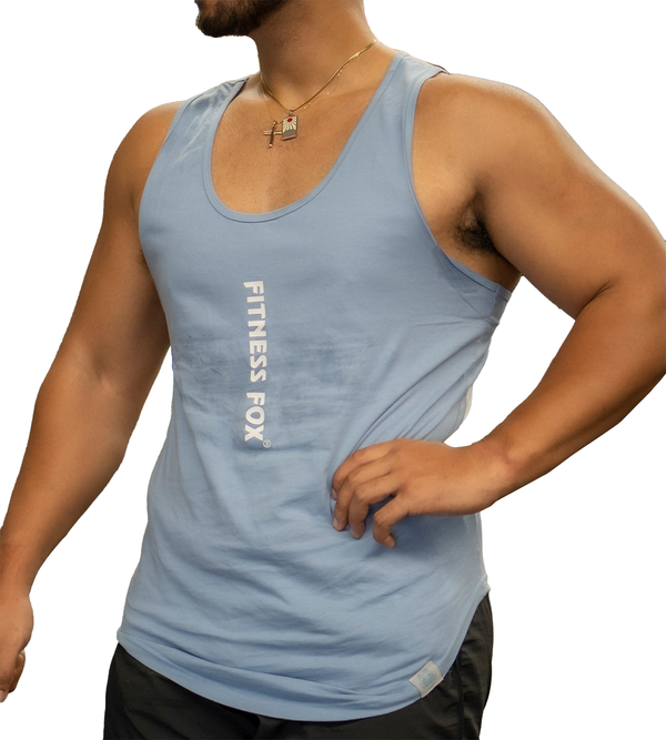 White-Indigo Gym Cotton Training Singlet