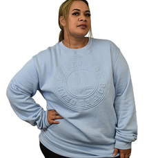 Fitness Fox embossed crew neck sweater in light blue for casual wear