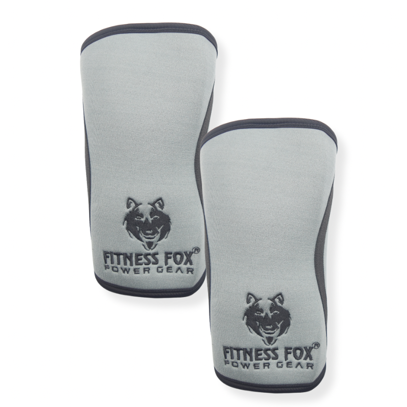 Fitnessfox 5mm knee sleeves ( Stone grey ) ( Pair)(Embroidered)