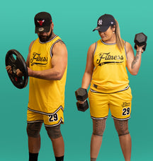 Mesh Basketball Muscle Tank top -Yellow