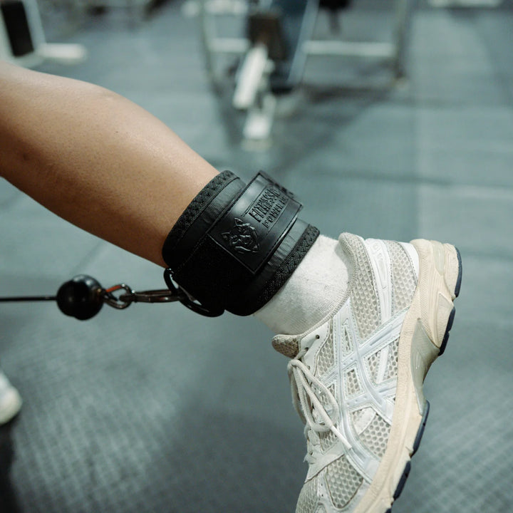 Leather Cable Ankle Straps For Cable Machine ( Black edition) ( Sold as a pair)