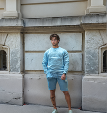 FITNESS FOX Embossed Crew Neck SWEATER- Light Blue