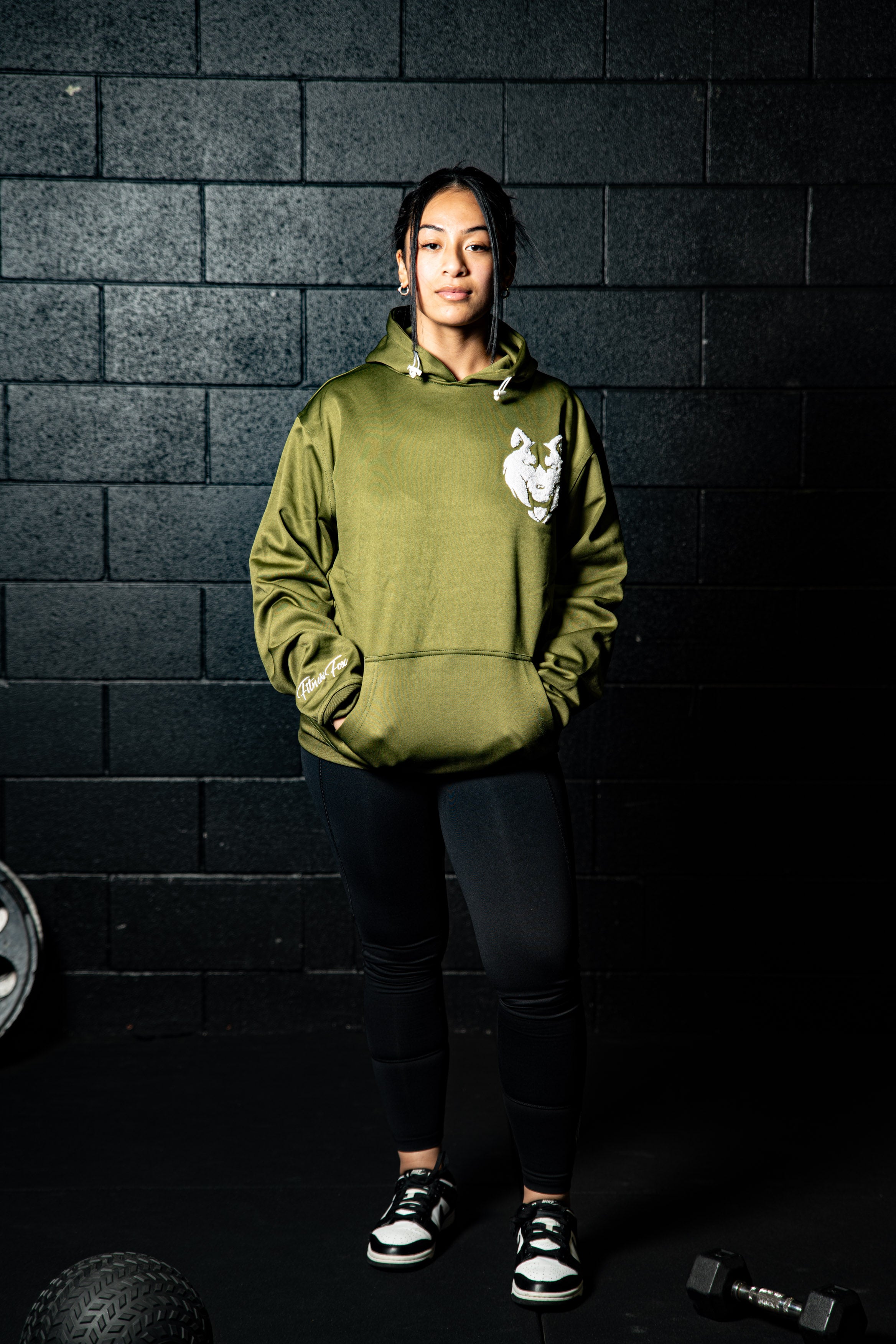 Fitnessfox Hoodie with Chenille Embroidered ( Olive Green)