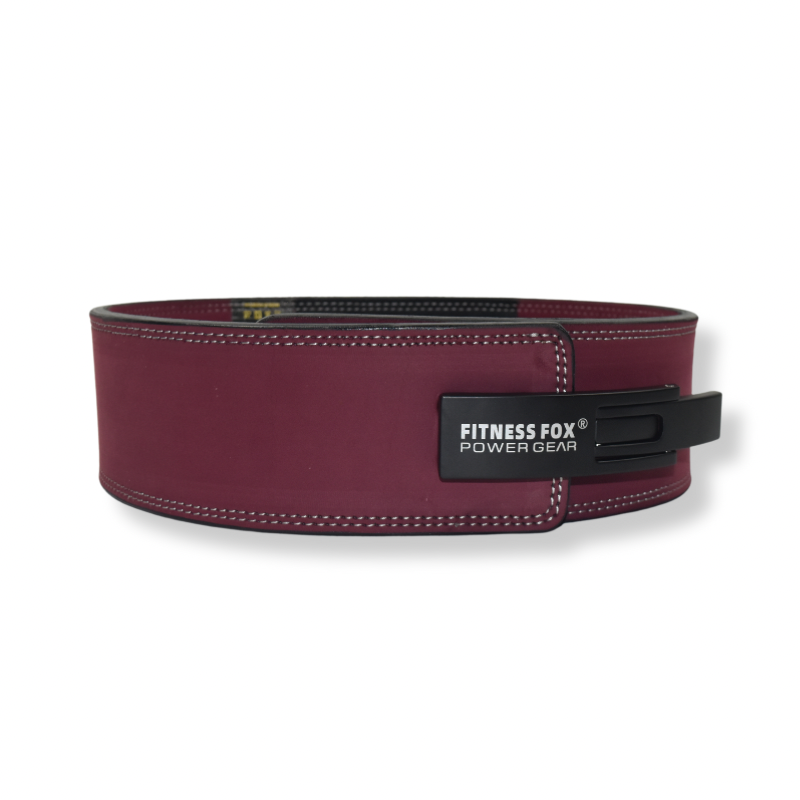 FITNESSFOX 10mm Suede Leather Lever Belt ( Burgundy)