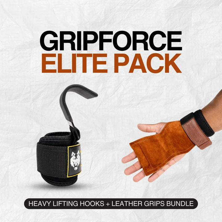 Heavy Lifting Hooks + Leather Grips Bundle