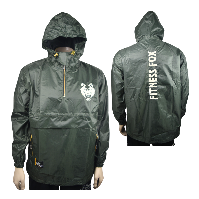 FITNESSFOX Forest Green Half zipper Sauna Jacket with Hood ( limited edition)