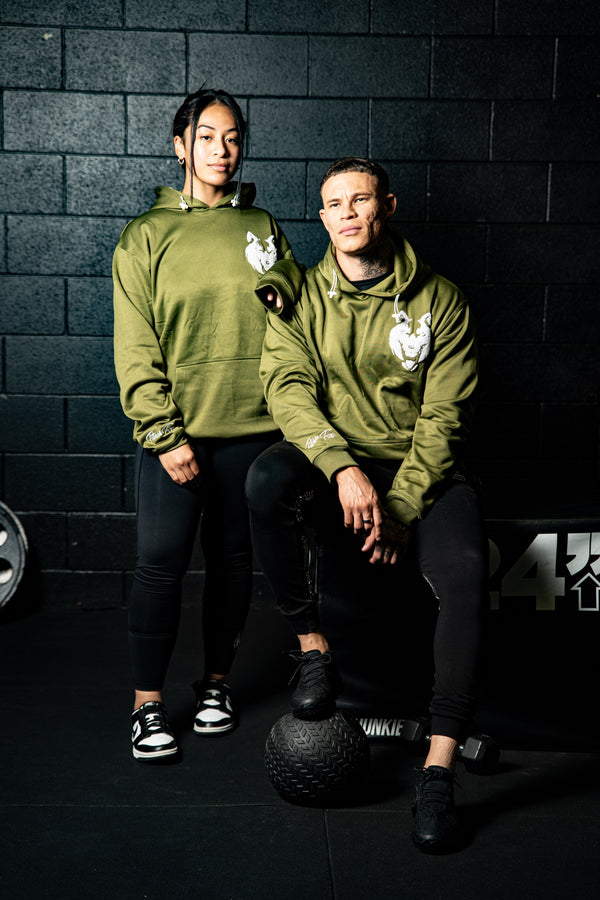 Fitnessfox Hoodie with Chenille Embroidered ( Olive Green)