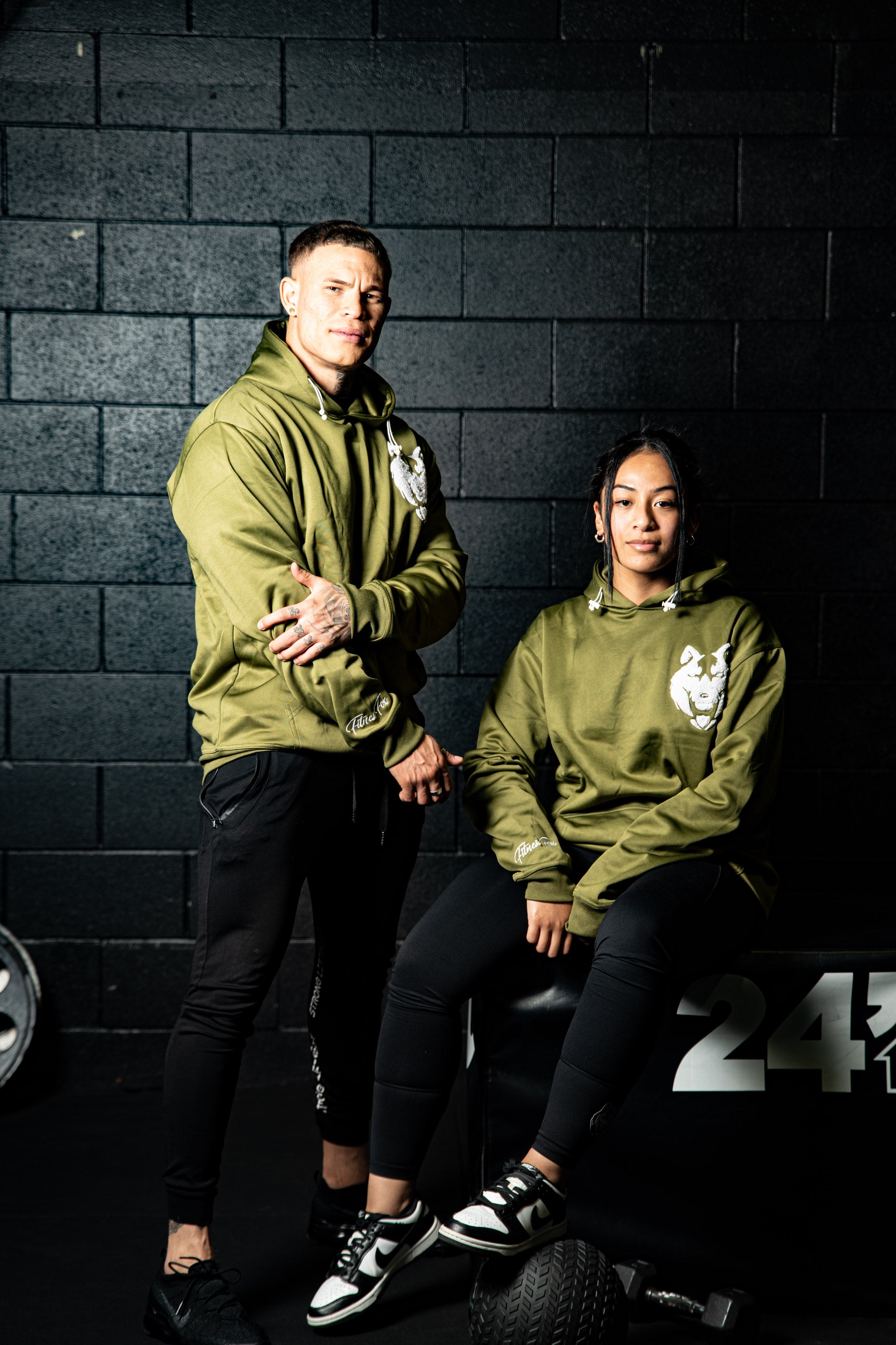 Fitnessfox Hoodie with Chenille Embroidered ( Olive Green)