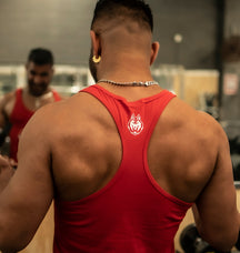 Red Gym Cotton Training Singlet