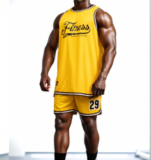 Mesh Basketball Muscle Tank top -Yellow
