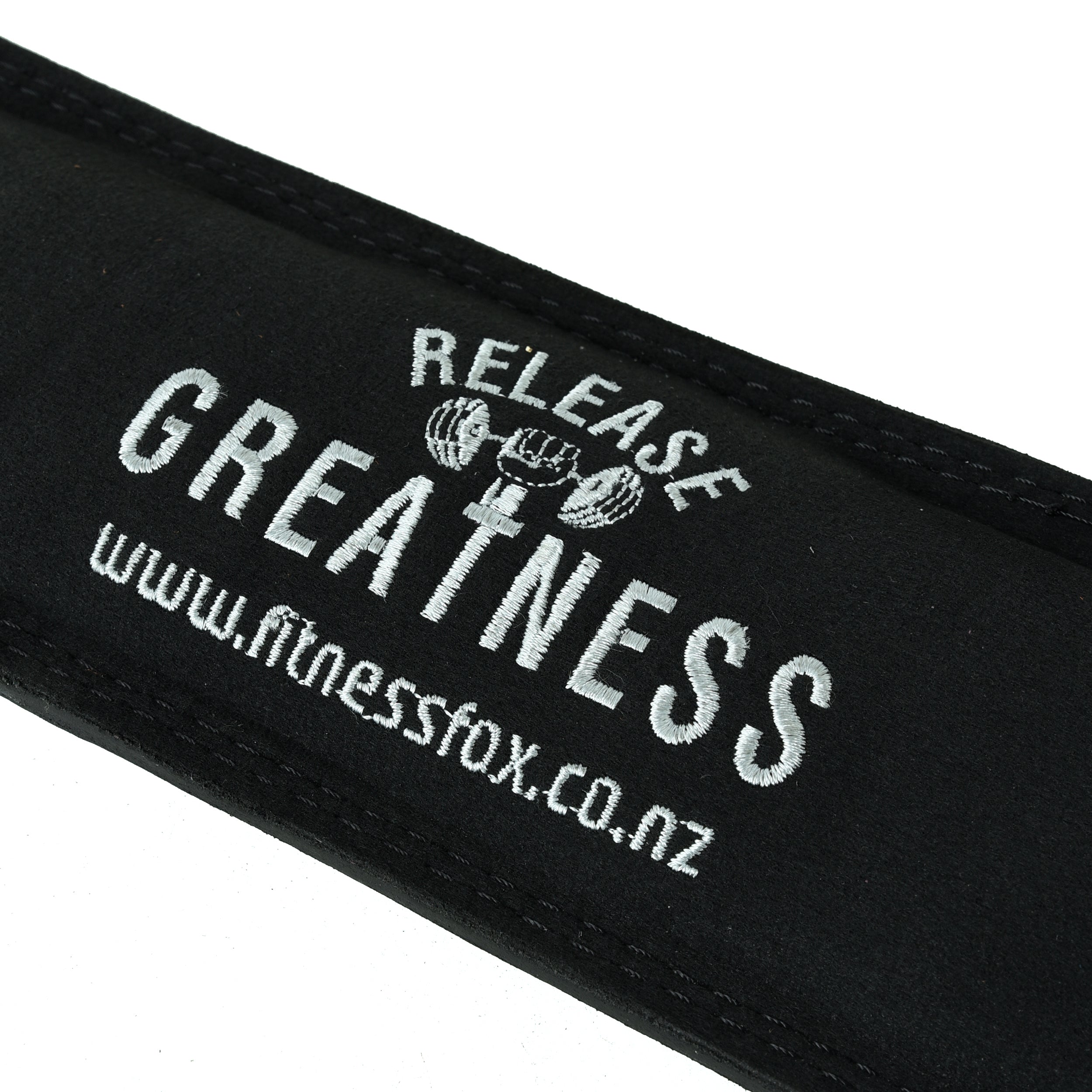 black steel double-roller prong and hole spacing on Fitness Fox maroon belt