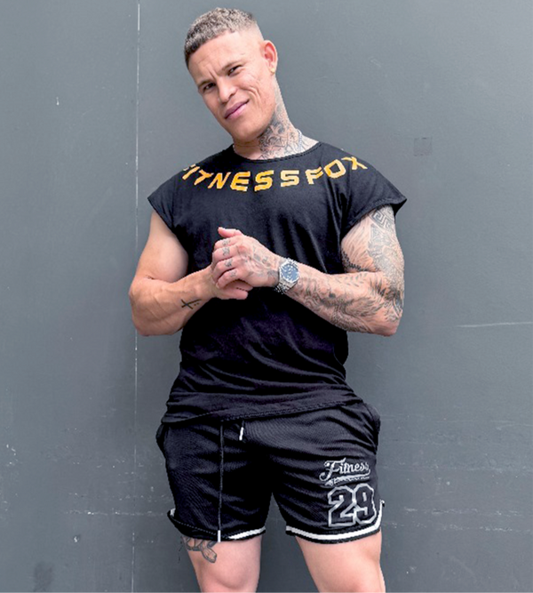 Cotton Oversize Muscle TankTop (Black- Yellow)