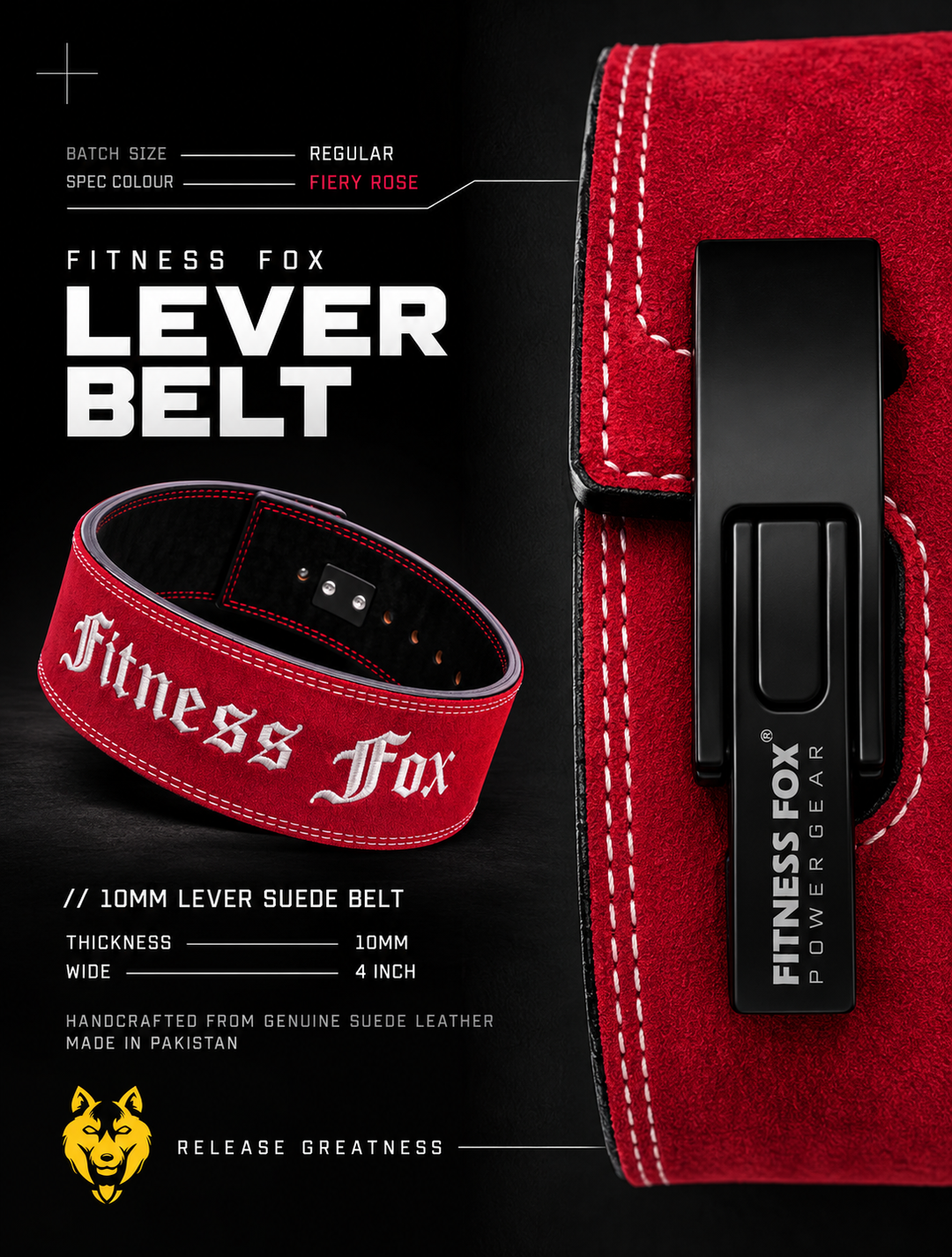 10MM Suede Lever Belt (Fiery Rose)