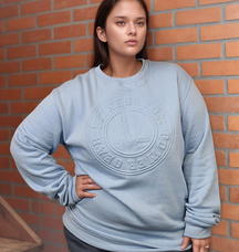 FITNESS FOX Embossed Crew Neck SWEATER- Light Blue