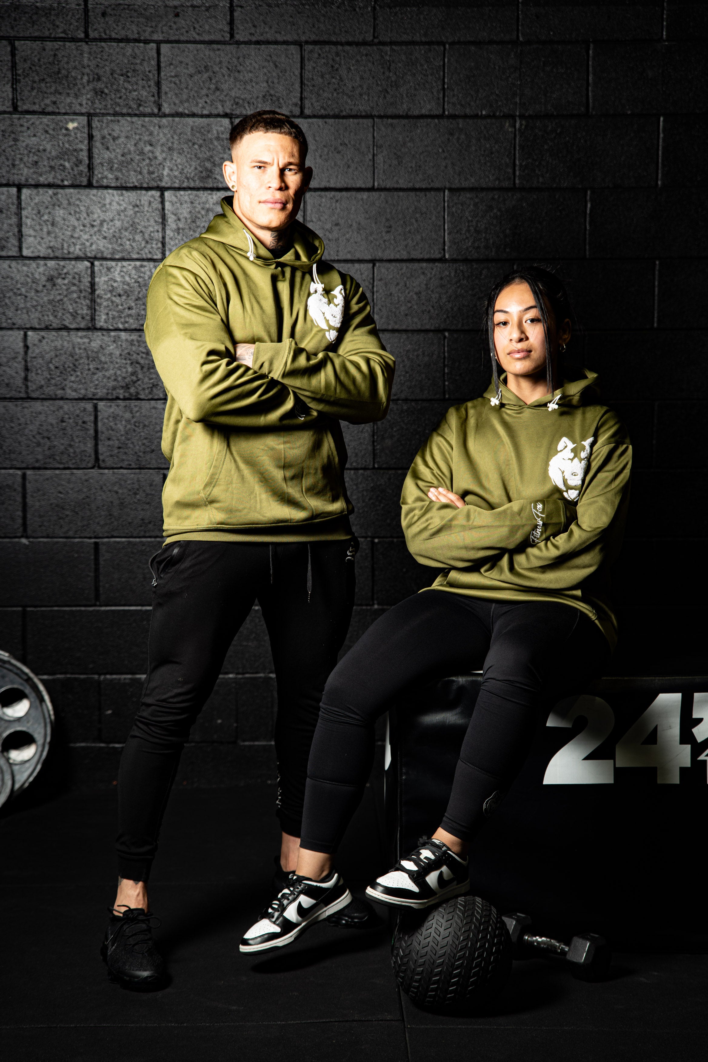 Fitnessfox Hoodie with Chenille Embroidered ( Olive Green)