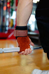 Dark Brown Suede Leather Grips with padded wrist support ( SOLD AS A PAIR)