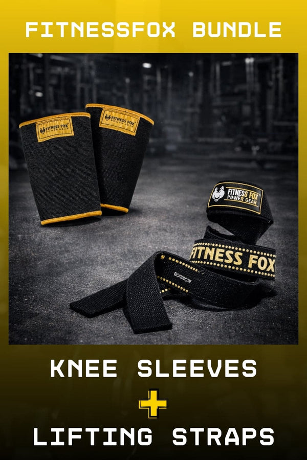 Black/Gold Knee Sleeves + Black Lifting Strap