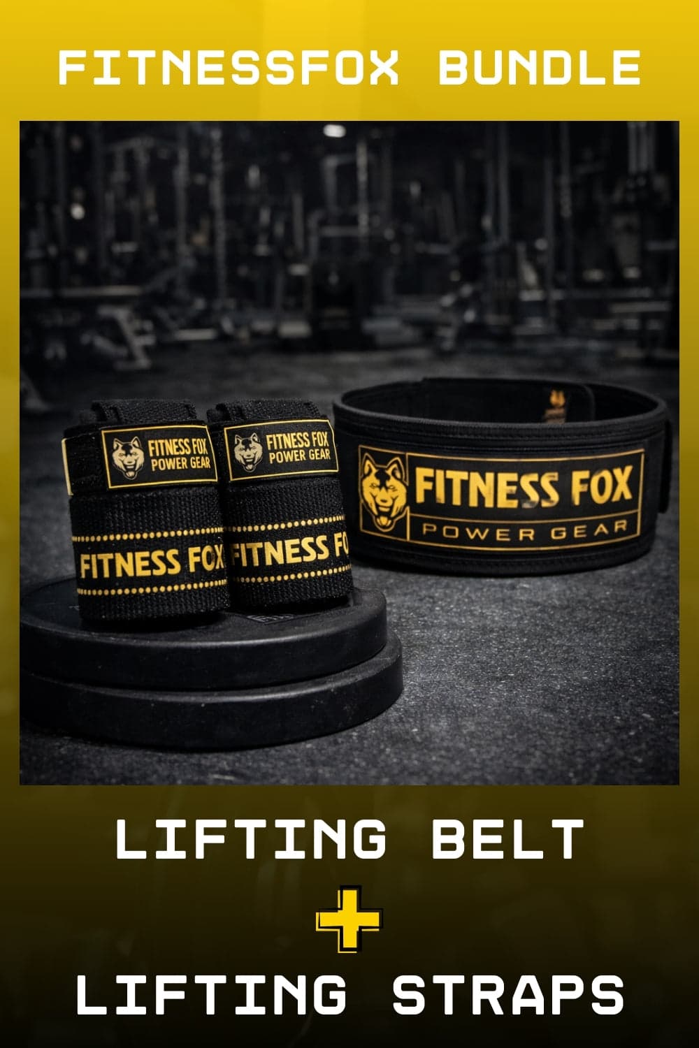 Cream nylon belt + Black/Yellow lifting strap