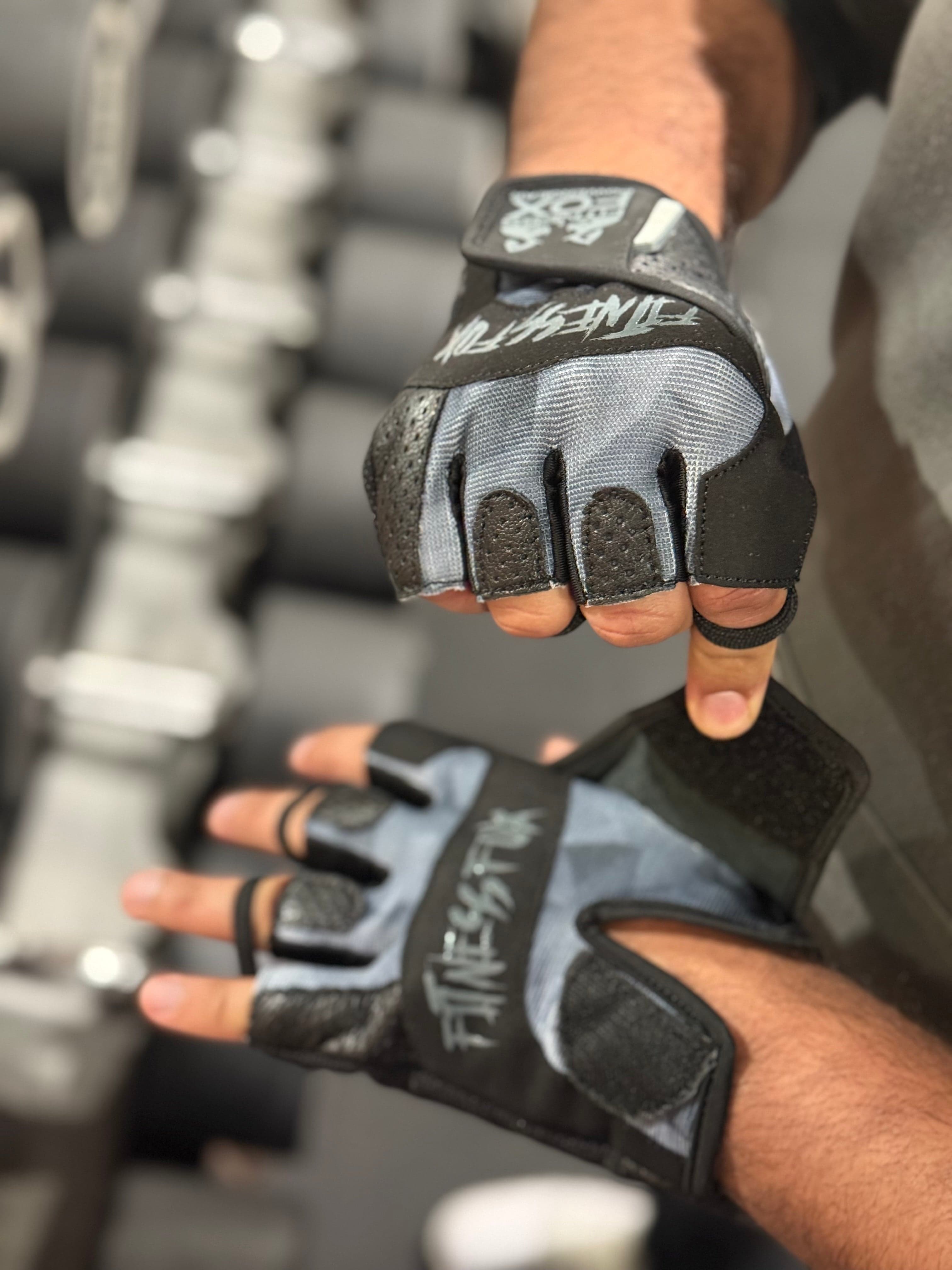 FitnessFox Premium Leather Fitness Gloves – Non-Slip Foam Padded Grip