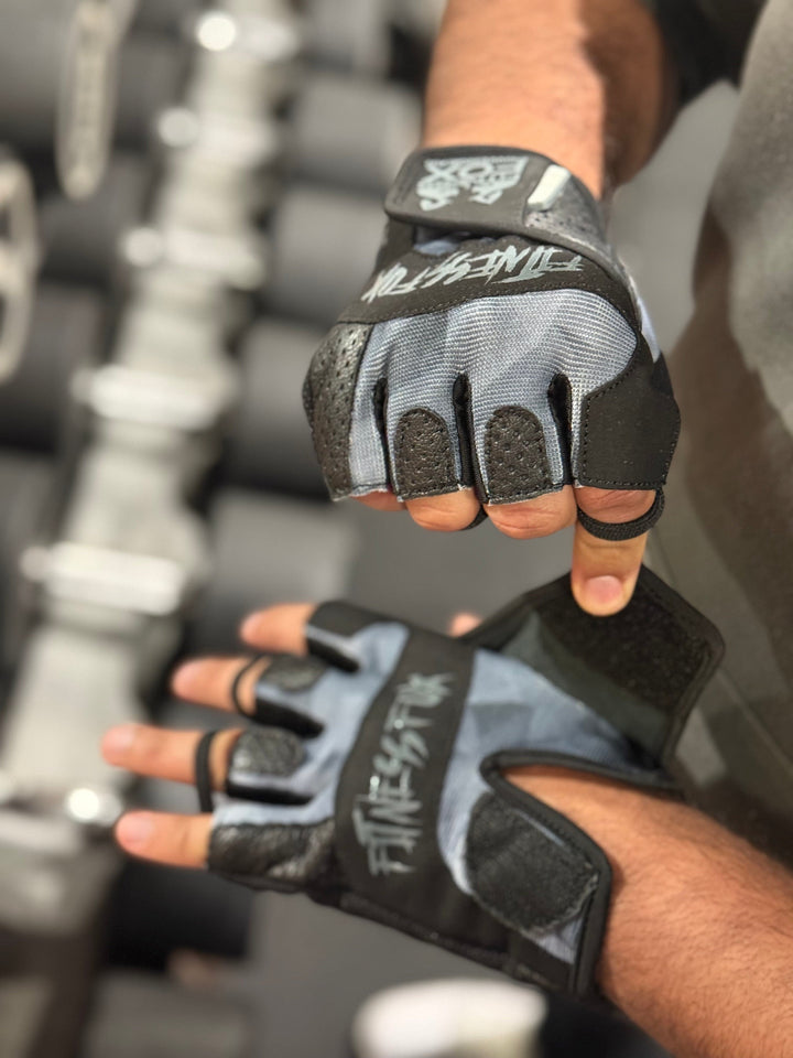 FitnessFox Premium Leather Fitness Gloves – Non-Slip Foam Padded Grip
