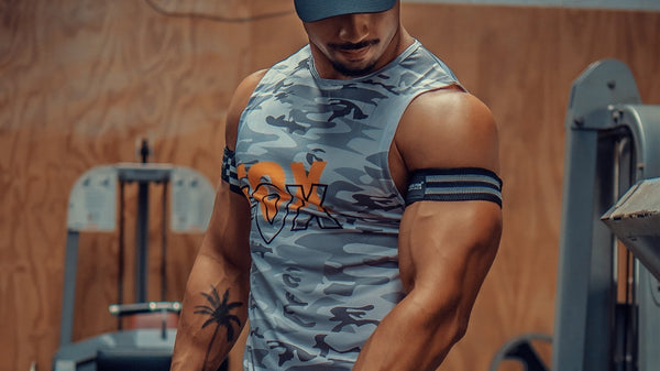 Fitness Fox men’s camo muscle tank for versatile exercise and casual wear