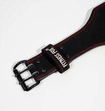 Steel prong buckle and hole spacing on Fitness Fox 6-inch suede belt