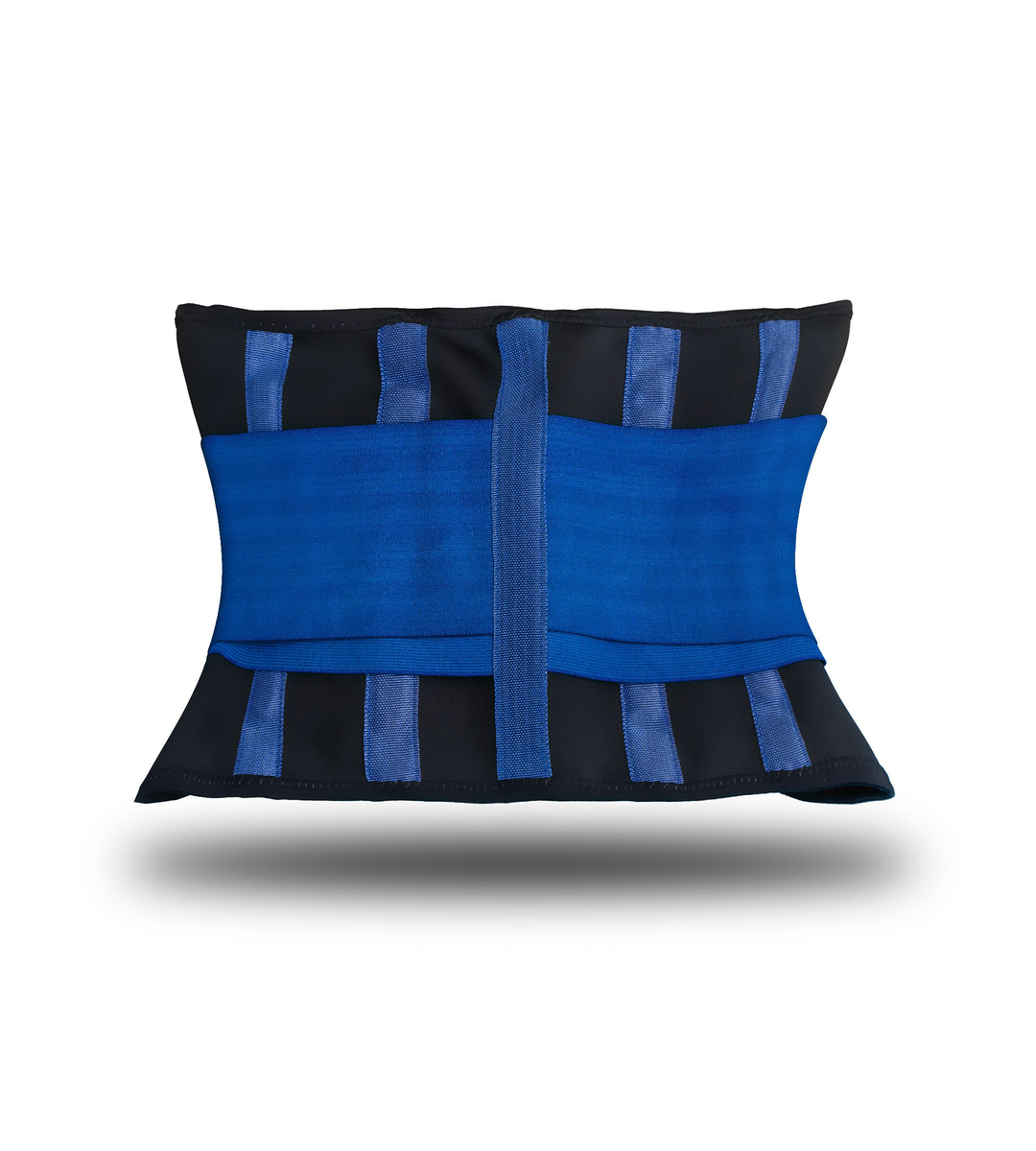 “Back view of Fitness Fox waist trainer belt wrapped around torso, showing even contact and secure closure for confident lifting technique and setup.”