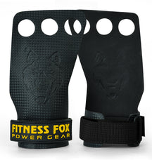 FITNESSFOX Carbon Comp 3-Hole Gym Hand Grips (Yellow-Black)( Clearance) ( Glue Fault)