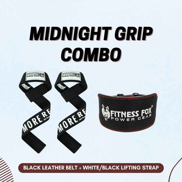 Black Leather belt + white/black lifting strap