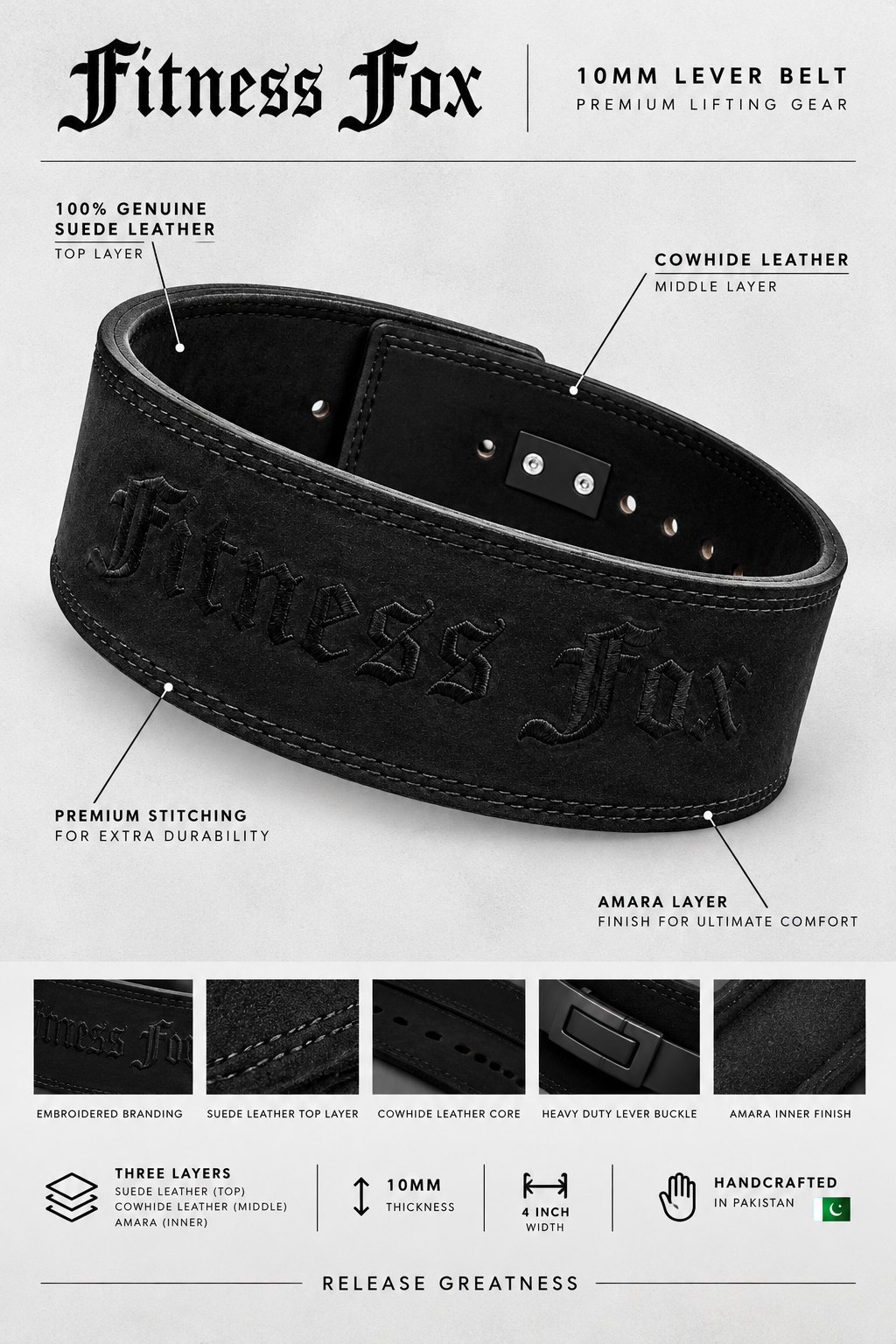 10MM Suede Lever Belt (Blackout)