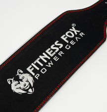 6-inch leather lifting belt with wide lumbar support panel for squats and deadlifts