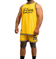 Mesh Basketball Muscle Tank top -Yellow