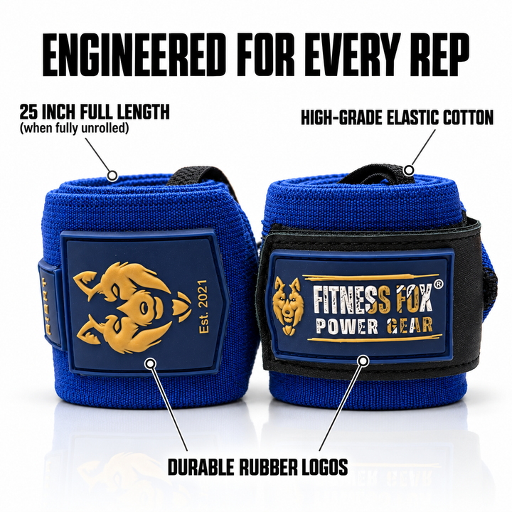 25" Wrist Wraps (Blue with Gold)