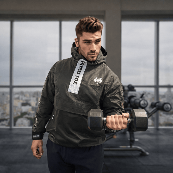 Sauna JACKET with Hoodie (Black/WHITE) End of Line Clearance