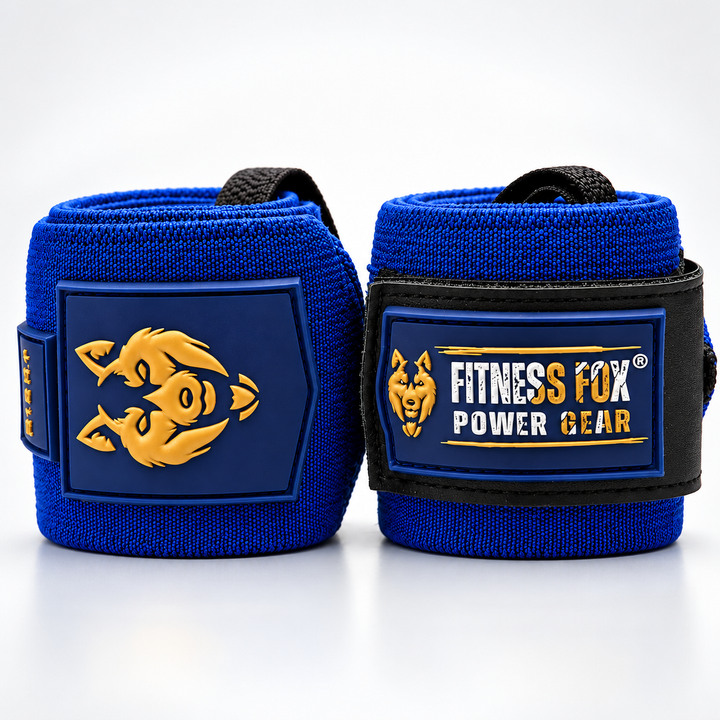 25" Wrist Wraps (Blue with Gold)