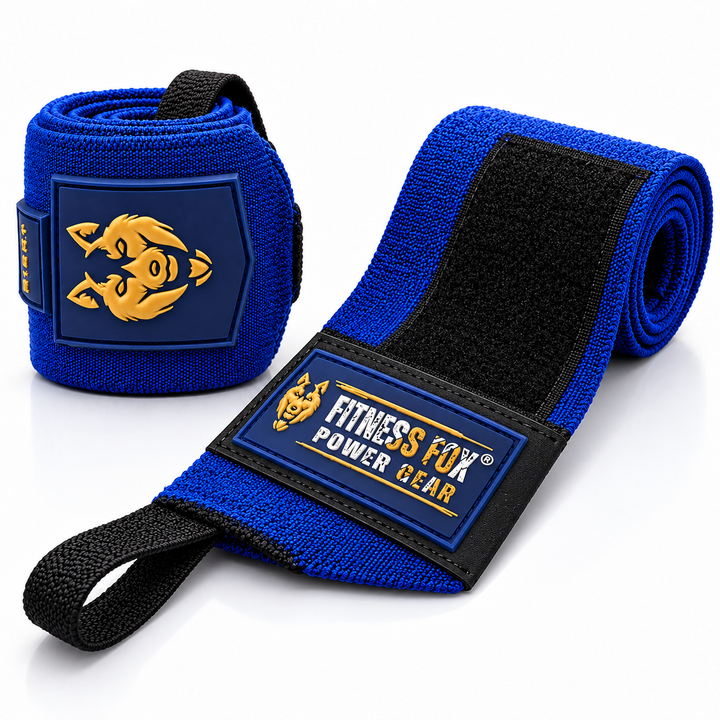 25" Wrist Wraps (Blue with Gold)