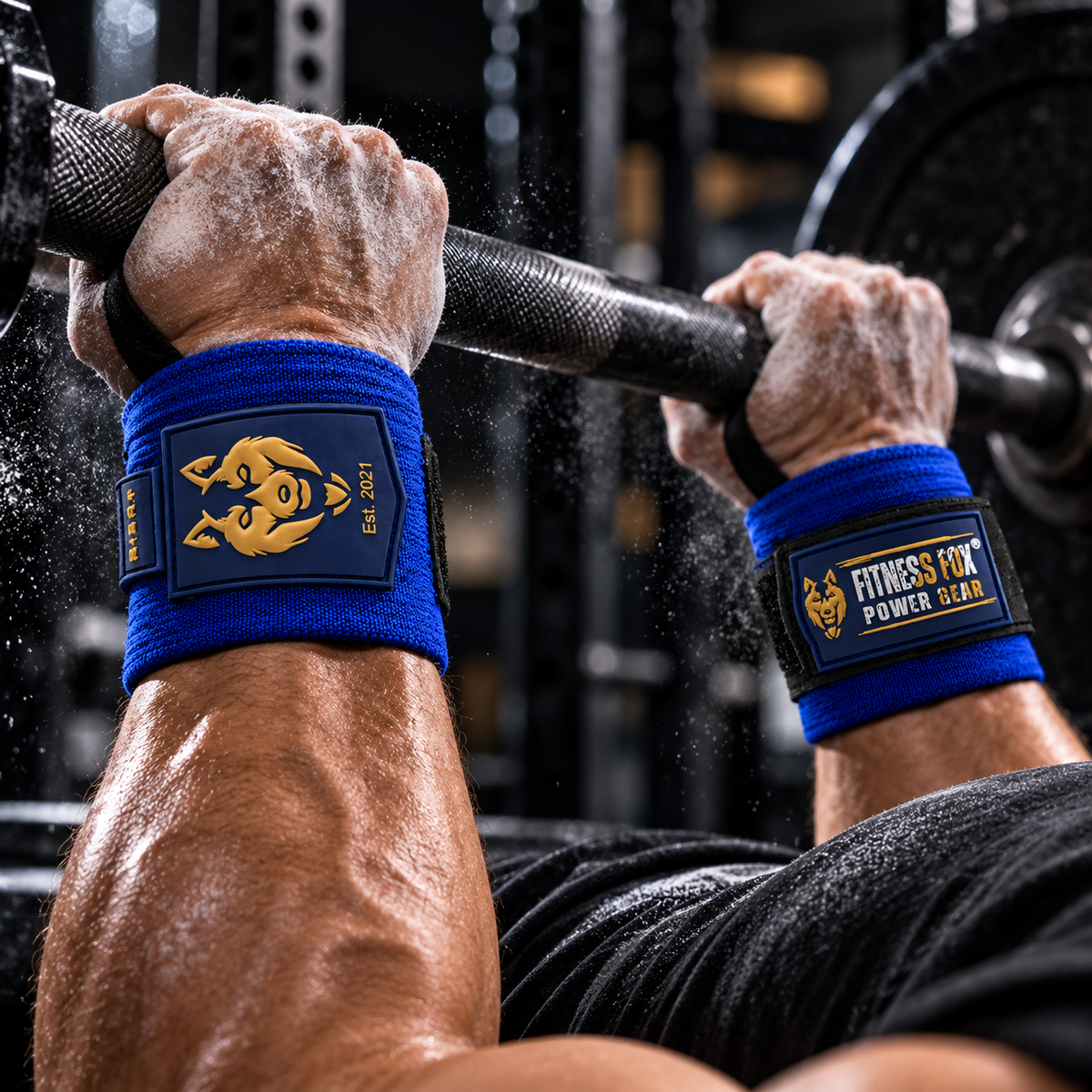 25" Wrist Wraps (Blue with Gold)
