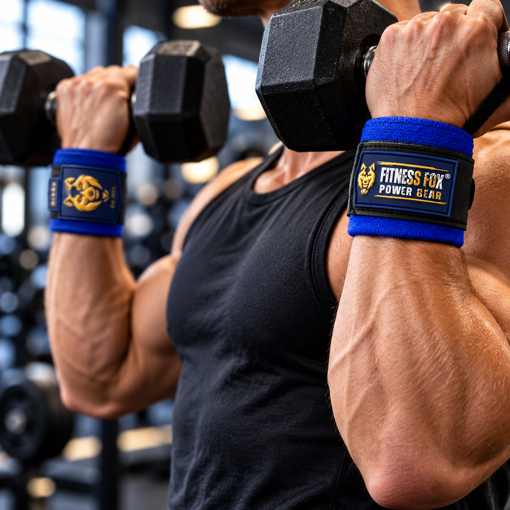 25" Wrist Wraps (Blue with Gold)
