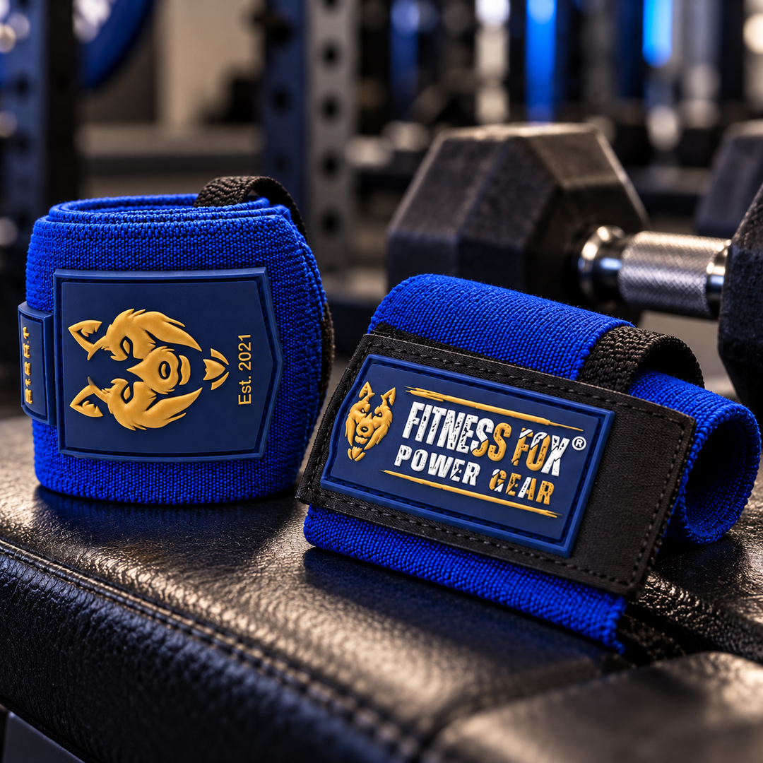 25" Wrist Wraps (Blue with Gold)